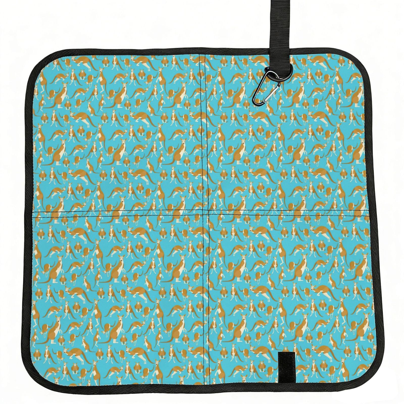 SDEGTHO Funny Cartoon Kangaroo Zoo Printed Foldable Seat Pad with Closure, Lightweight Cushion for Airplane Travel Camping