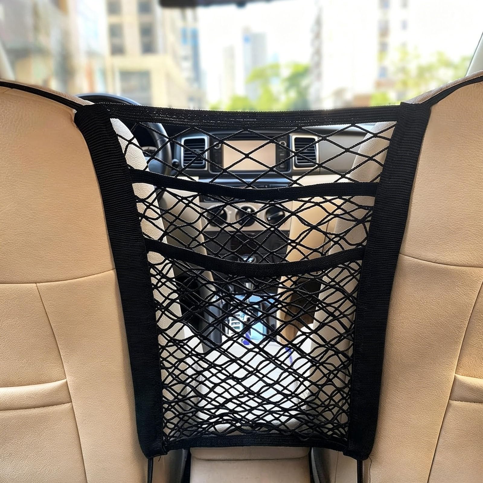 ONEMAJI 3 Layer Car Mesh Organiser Storage Bag for Lexus RX300 RX330 RX350 RX400H RX270 RX450H RX200T RX350H RX500H, Central Console Netting Pouch Stretchable Nylon Divider Cargo Holder