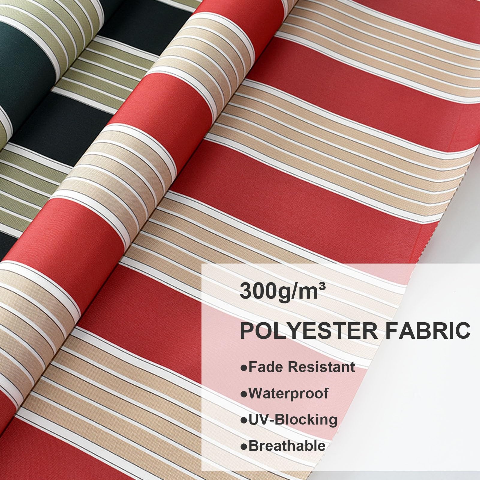 Tissu de rechange pour pare-soleil de terrasse (tissu uniquement) imperméable en polyester 300 g 300 x 200 cm pour extérieur et jardin