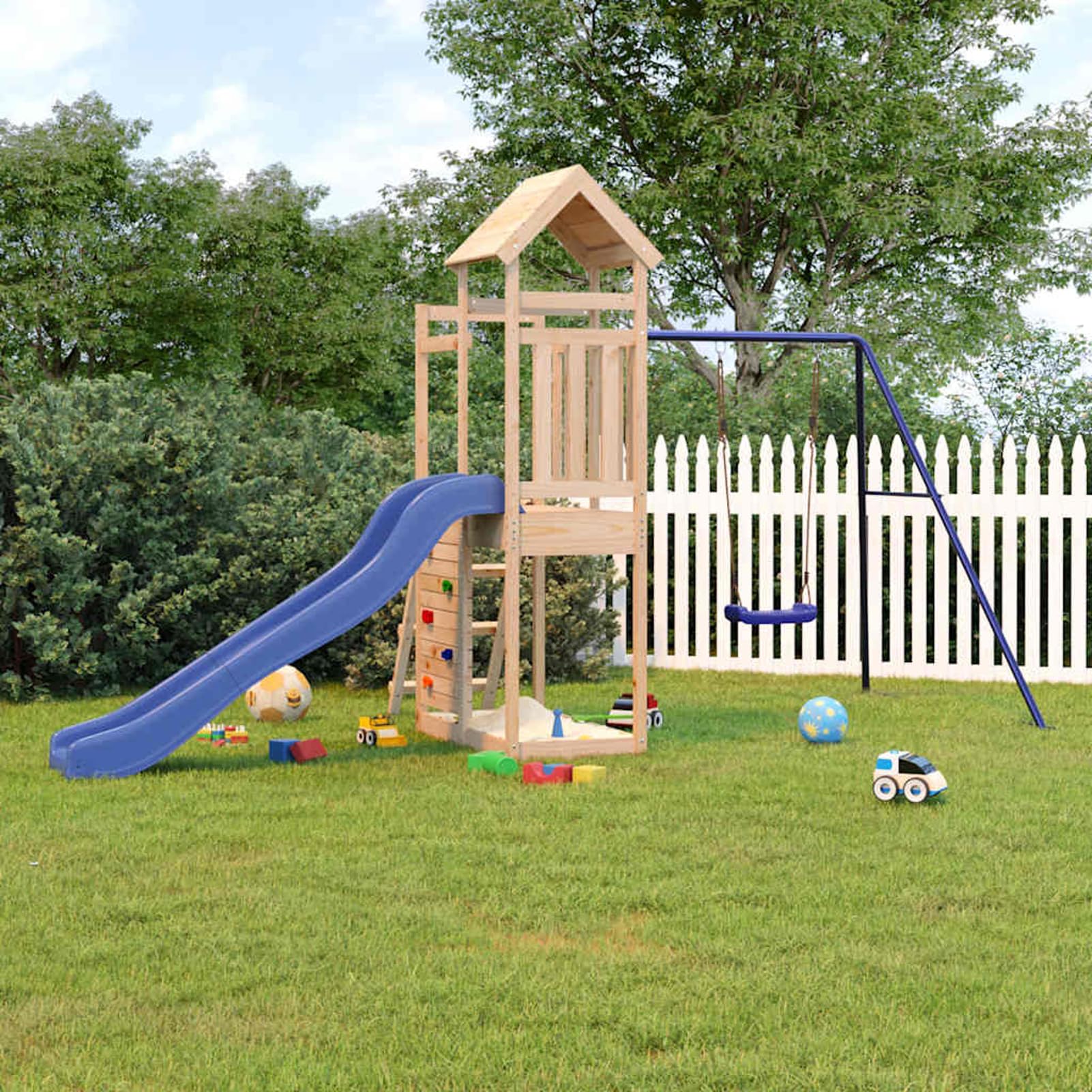 Spielrutsche für Garten mit Schaukelblau, Polypropylen, Metall, 188x160x162cm, bis 45kg Model826604