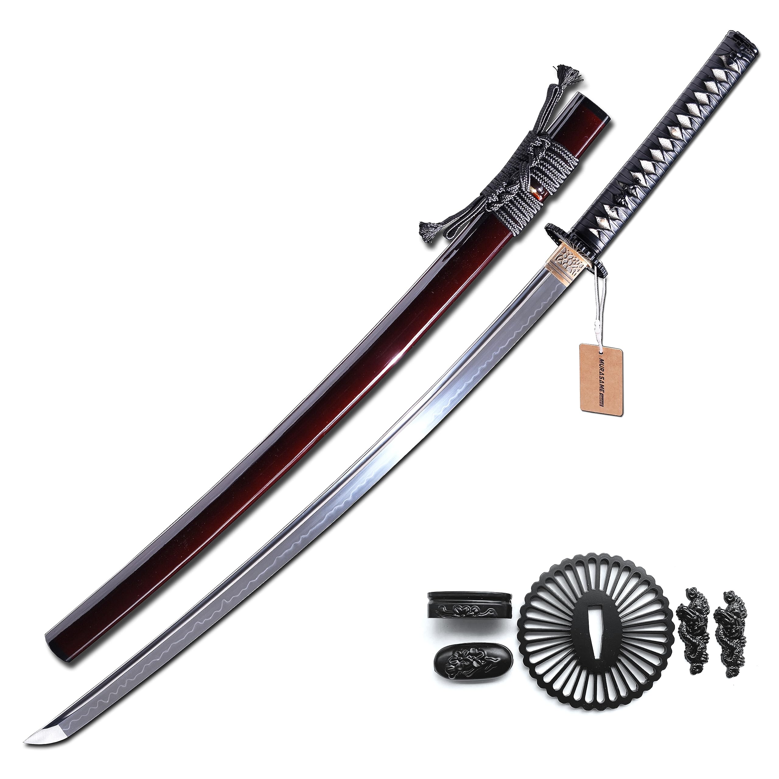 MURASAME Katana Sword Clay Tempered T10 Steel Real Hamon Blade Razor Sharp Full Tang