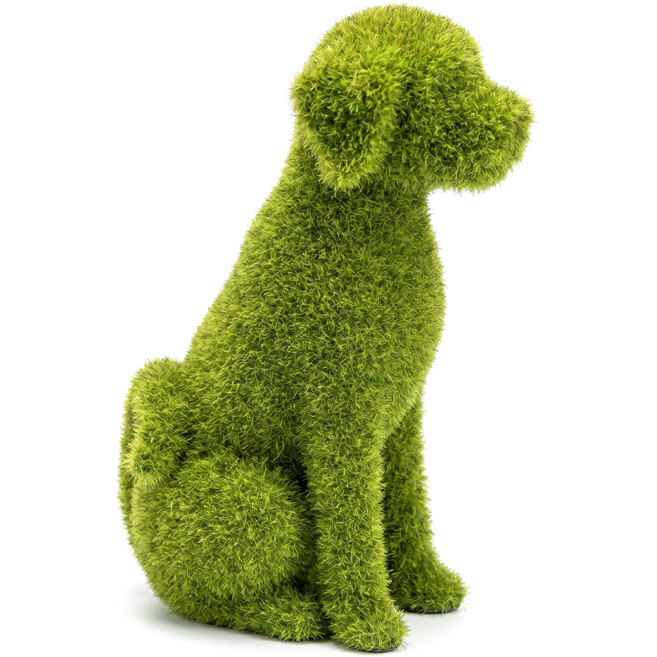 Monwssoe Dog Topiary, Green Flocked Dog Garden Statue Sitting Puppy Statue for Garden, Yard, Balcony Decor & Photo Prop, 6.5x4.7in