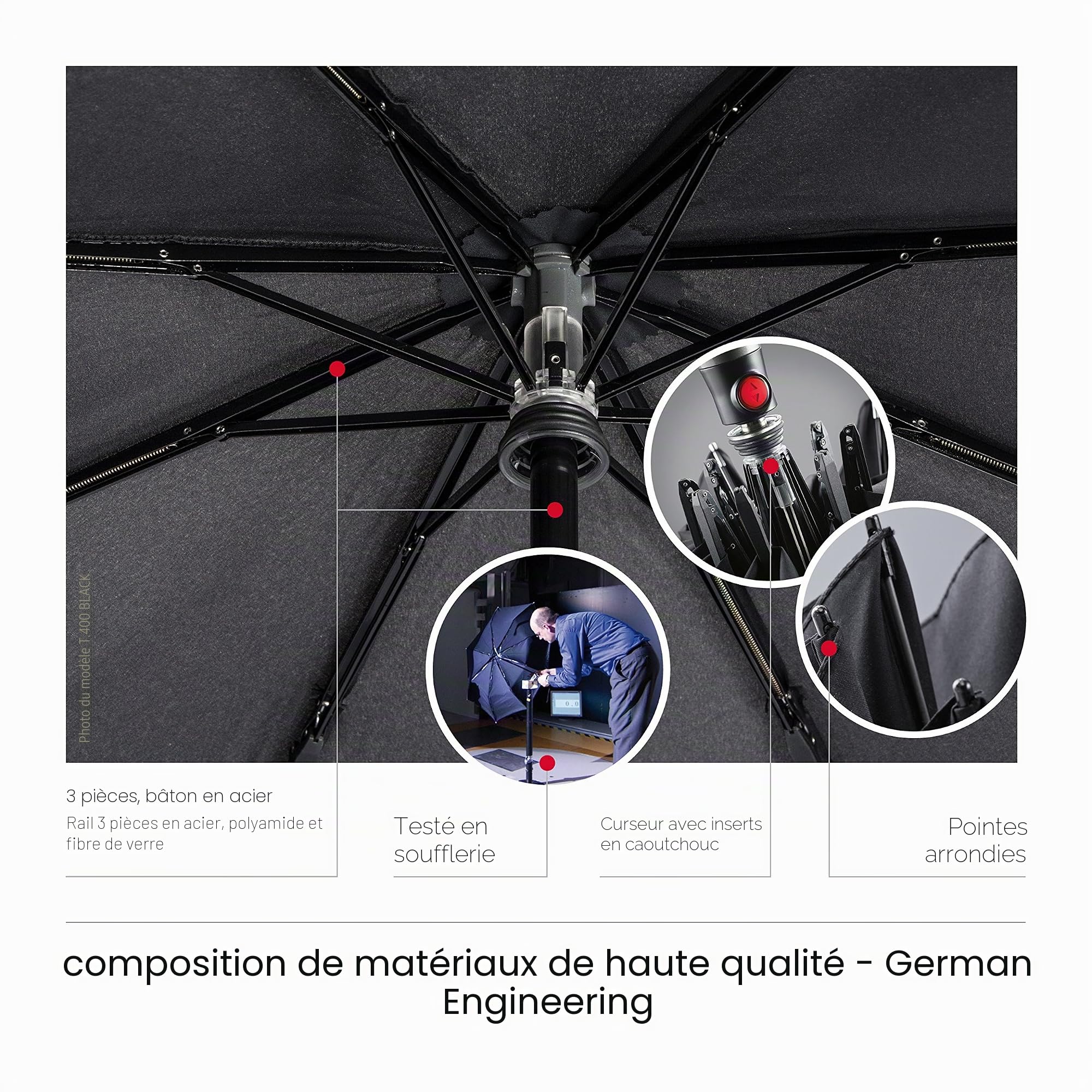 Knirps parapluie T.400 Extra Large Duomatic Black noir