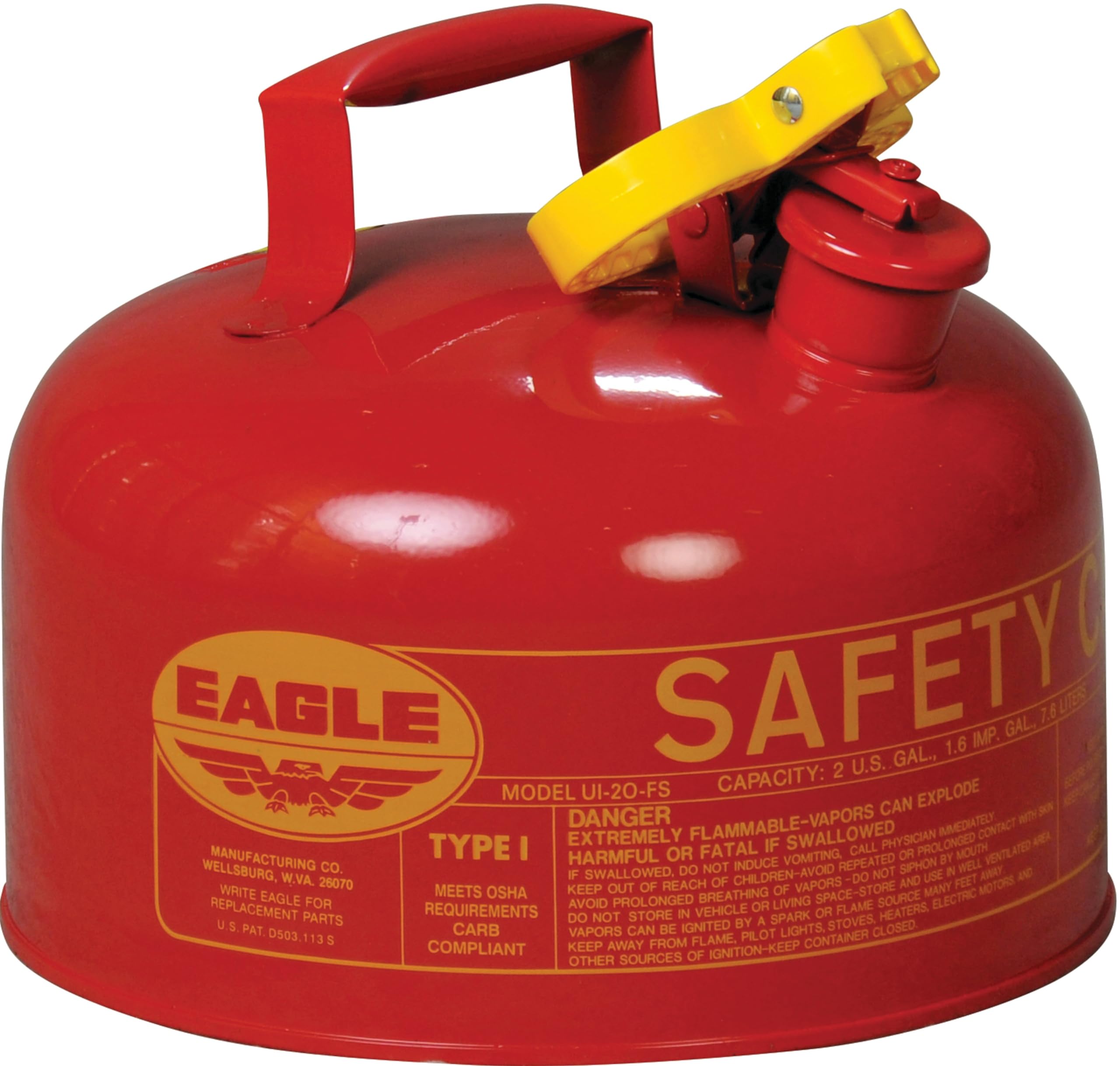 EagleAbrasives UI-20-S Type I Safety Can Without Funnel, red