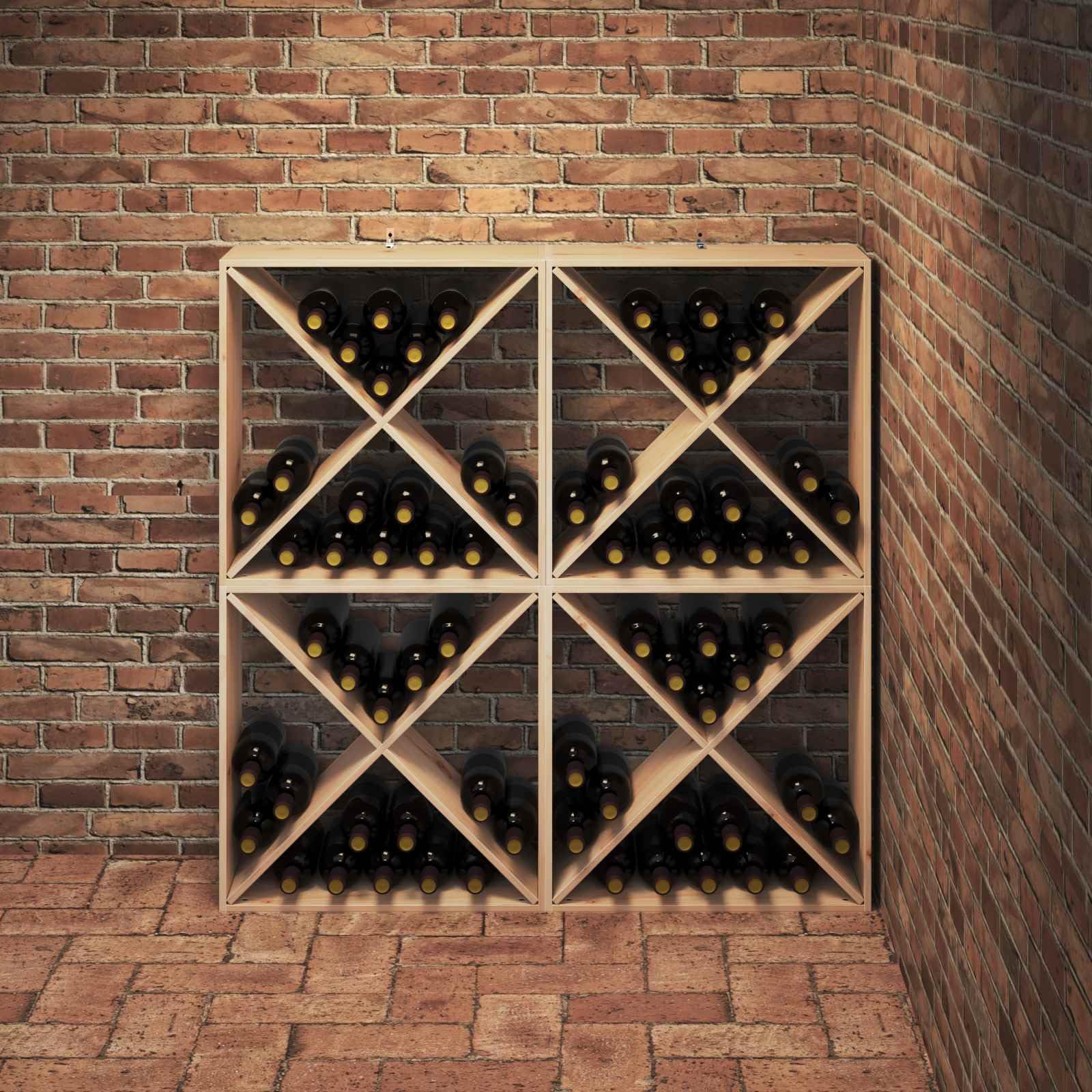 Juego de 4 botelleros de madera maciza de pino 62 x 25 x 62 cm, para cocina y salón