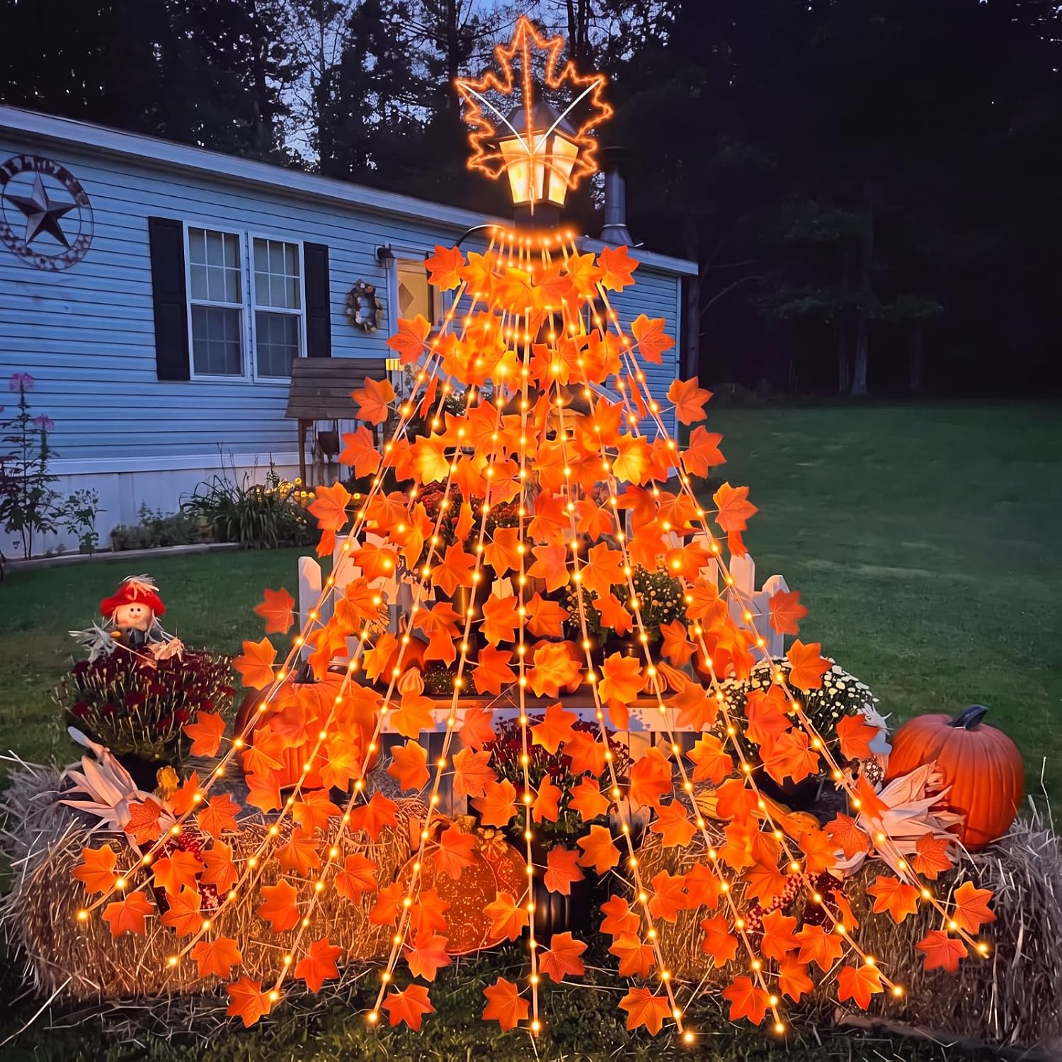 Huquary Fall Maple Leaves 10.7ft Waterfall String Lights LED image 3