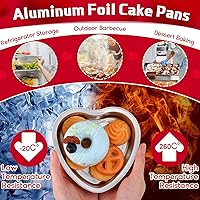Vista 6 de Nuogo Moldes de papel de aluminio de 5 pulgadas con forma de corazón para pasteles con tapas transparentes de 7.6 fl oz/7.92 onzas, molde desechable