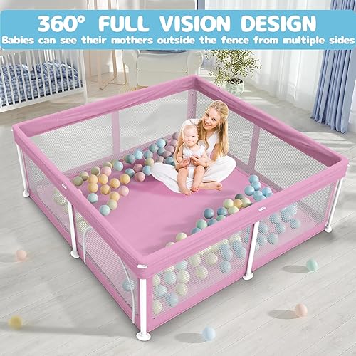 Miniatura 5 de TOREVSIOR Corralito plegable para bebés con alfombra, corralito plegable de 50 x 50 pulgadas para bebés y niños pequeños, corral de juegos de