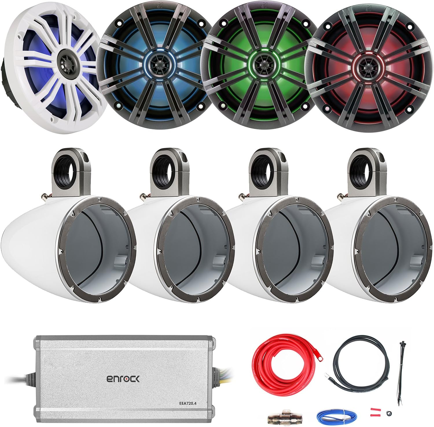 2 x Kicker 8" Marine Coaxial Speakers (2 pairs), 2 x Kicker