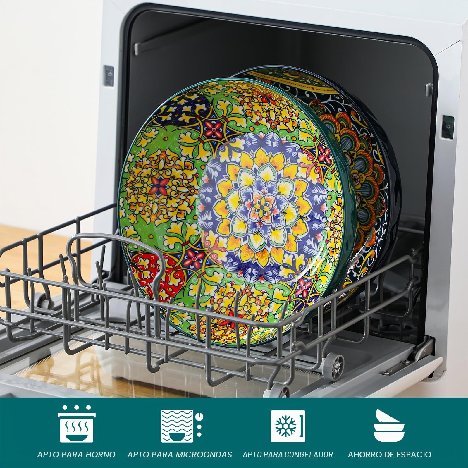 vancasso SIMI Juego de 2 Platos Hondos de Cerámica de Estilo bohemio, 2340 ml Cuencos Grandes de Sopa, Cuencos Grandes para Pasta, Ramen, Ensalada, apto para Lavavajillas, Microondas y Horno
