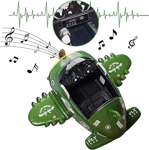 Miniatura 8 de TOBBI Avión eléctrico para niños de 12 V, auto eléctrico para niños, vehículo eléctrico para niños con sonido de bombeofuncionamiento de joysticks,