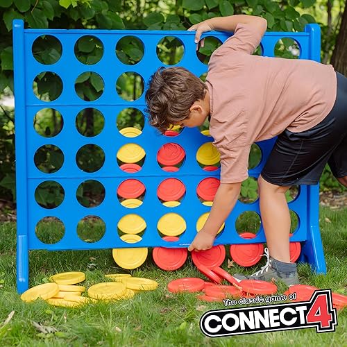 Miniatura 7 de Giant Connect 4: Juego original Connect4 de Hasbro de gran tamaño – 46.5 pulgadas para todo tipo de clima, juego de mesa oficial cuatro en una fila