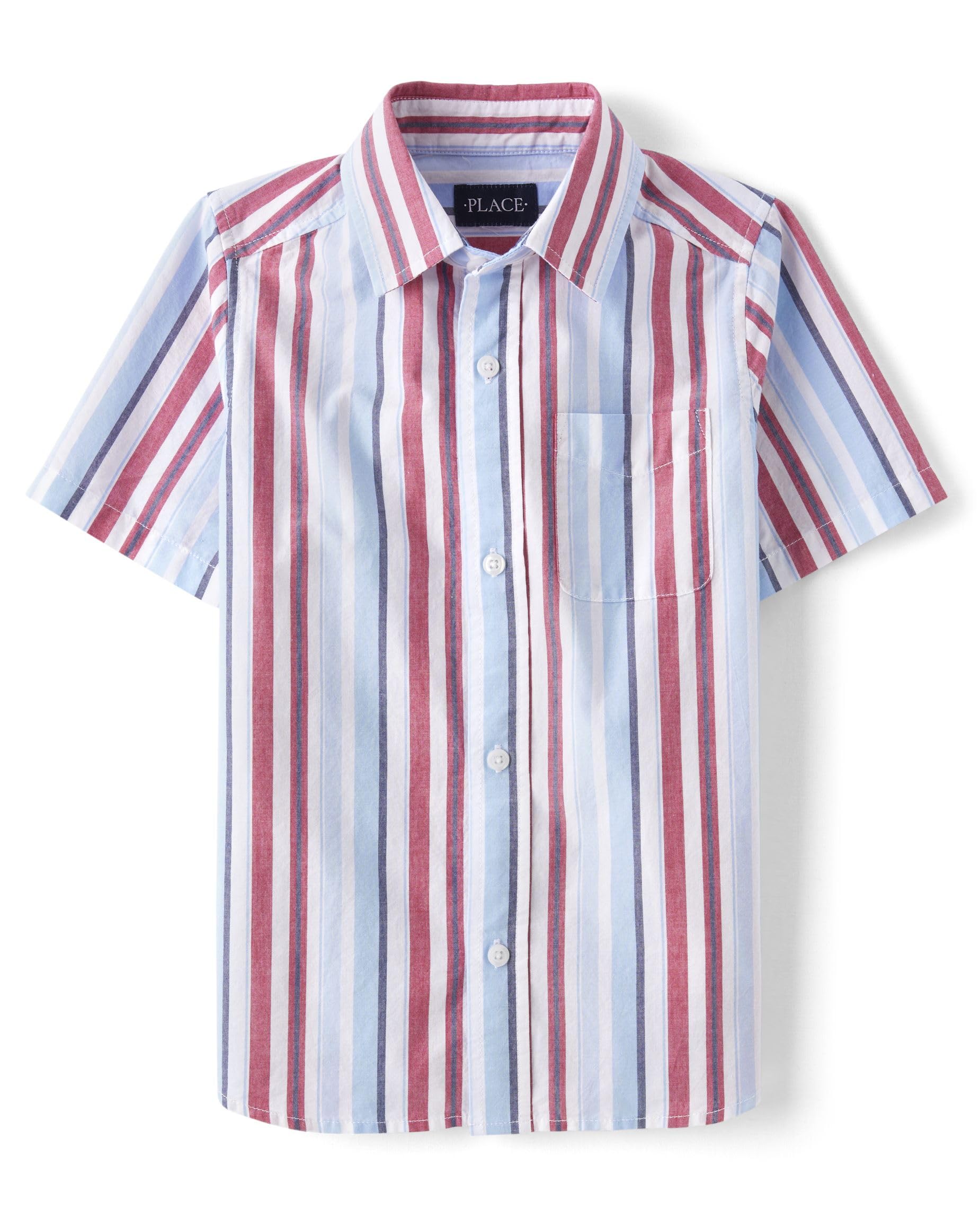 The Children's Place,Short Sleeve Button Down Shirt,Tidal,Small (5/6) — view 6