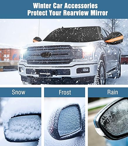 Vista 7 de YeewayVeh Cubierta para parabrisas de camión para hielo y nieve, cubierta gruesa de tela Oxford 650D, cubierta protectora de escarcha con espejo