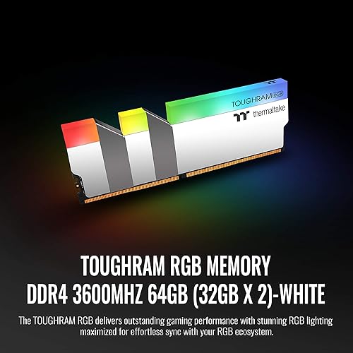 Miniatura 2 de Thermaltake TOUGHRAM RGB 64GB (2x32GB) DDR4 3600MHz C18 1.35V DIMM Memoria para juegos de escritorio, blanco, R022R432GX2-3600C18A