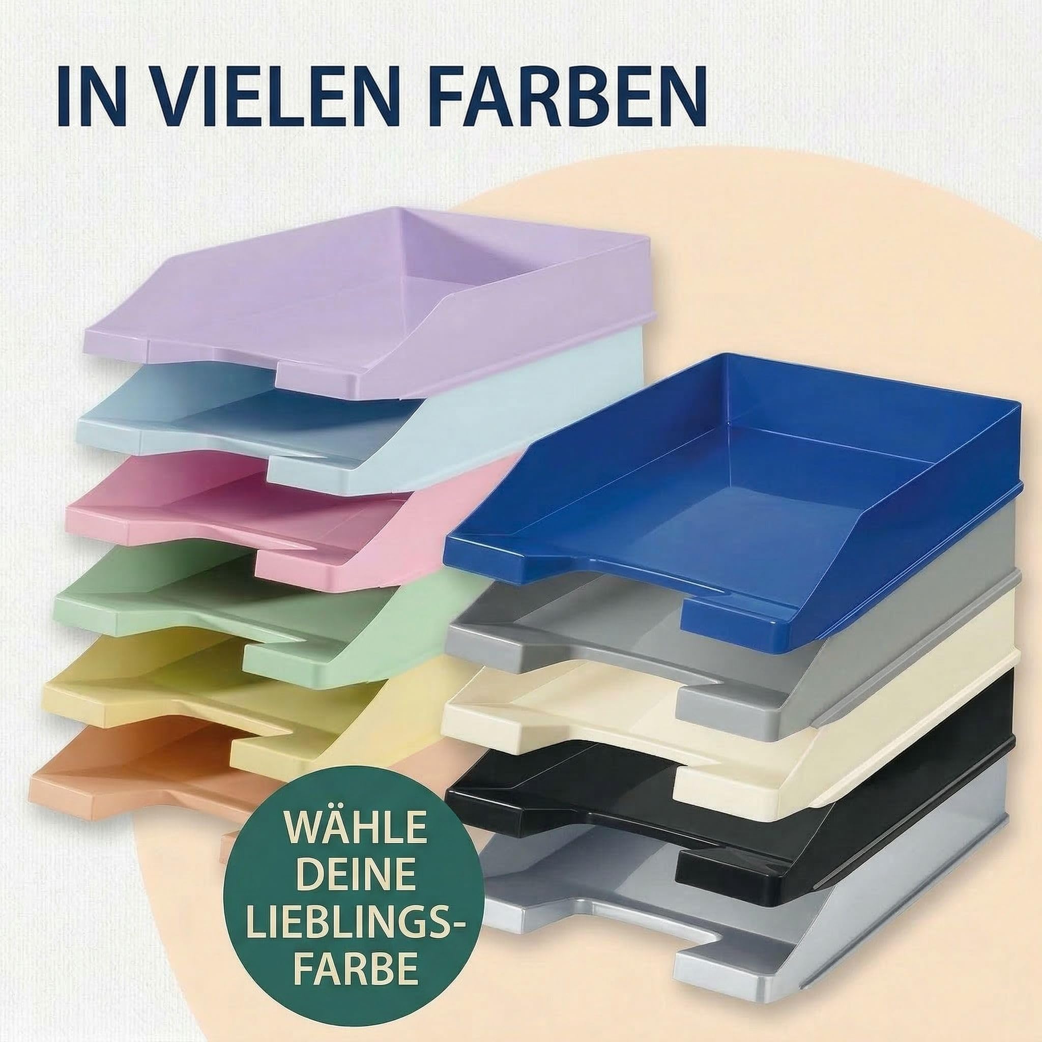 Conipa® - 10 Stück Briefablage DIN A4 Schwarz (stapelbar) - Ablagefächer & Dokumentenablage für Schreibtisch - Ablageboxen & Bürobedarf für Briefe & Dokumente - Papier-Ablage Organizer (Büro-Artikel)