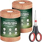 3rd Gen Copper Mesh Rodent Control Kit, 100% Pure Copper Wool for Slugs Snail Pest Bird Mice Rat Control, 2 Rolls Mesh Roll Wrap Wire with Scissors