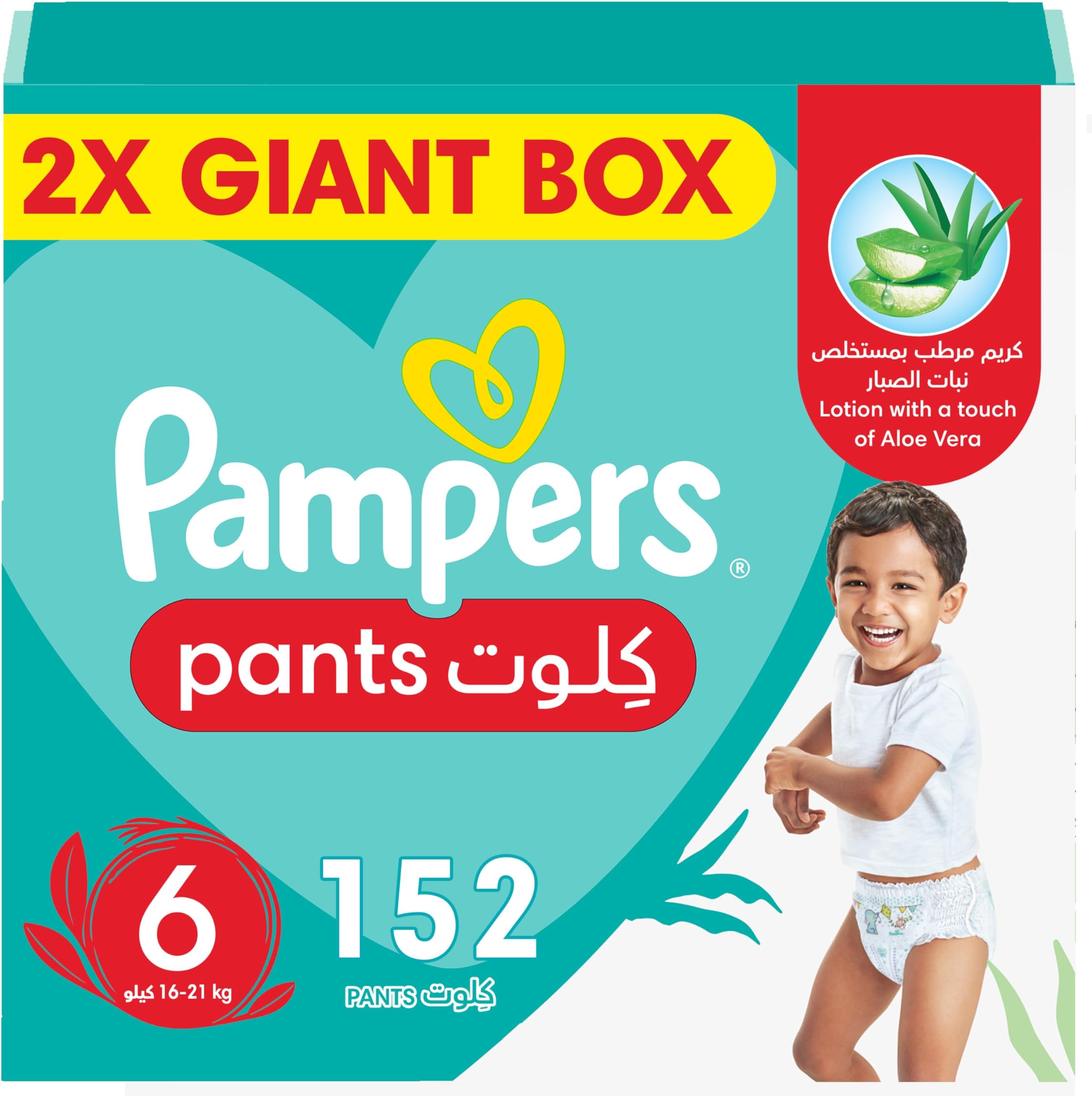 Baby Dry Pants Diapers with Aloe Vera Lotion, 360 Fit & up to 100% Leakproof, Size 6, 16-21k