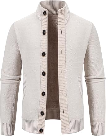 Mens Sweaters Cardigan Full Zip Long Sleeve Sweater Mens Workout Outfits | Mylldey Thick Heavy Mens Sweaters Soft and Warm