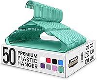 Utopia Home 50 Pack Aqua Plastic Hangers - Space-Saving Closet Organizers, Durable Strong Design with Shoulder Grooves