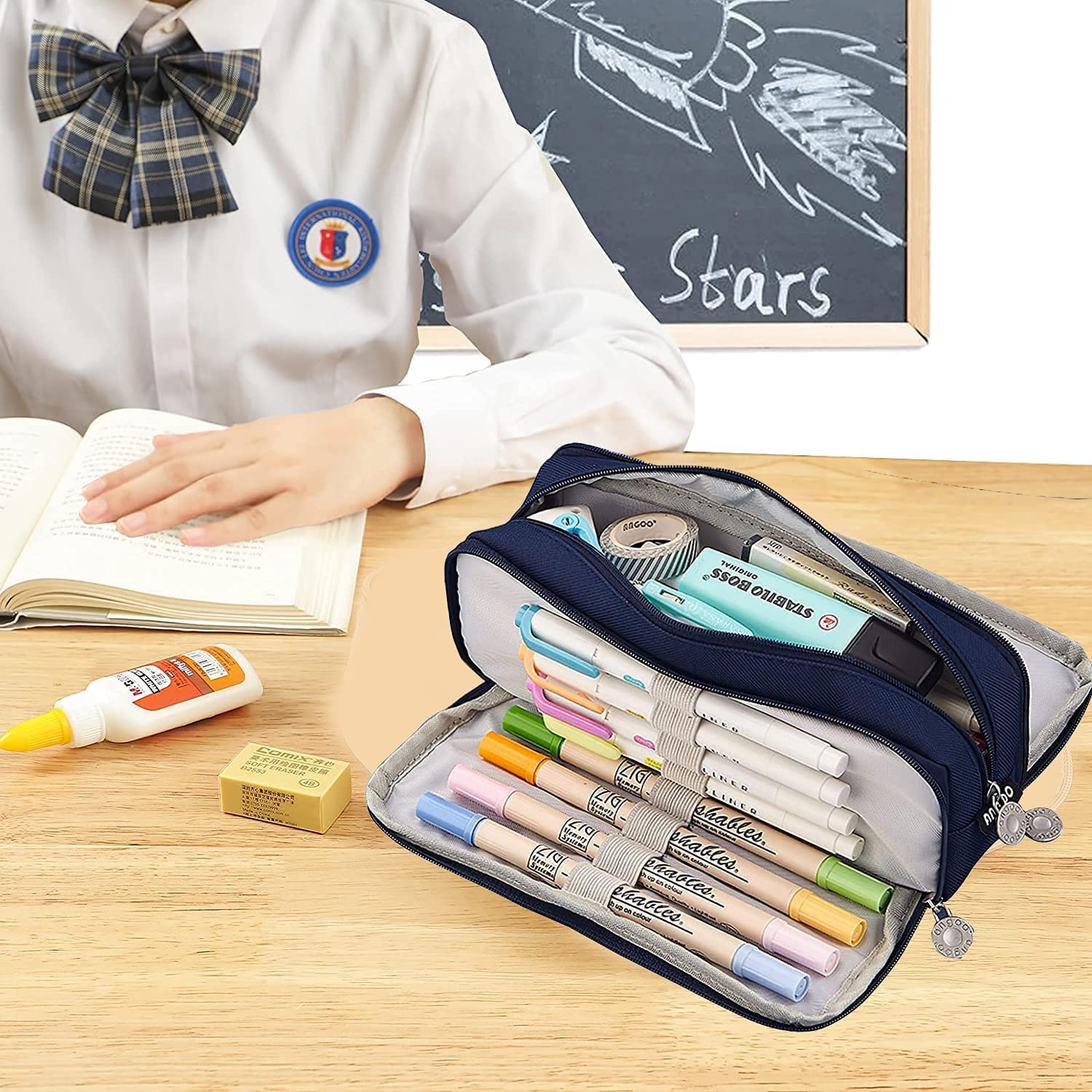 RZDQZY Federtasche Studenten – Personalisierbar, Schreibwaren-Organizer, Robust, Leicht, Mehrfarbig