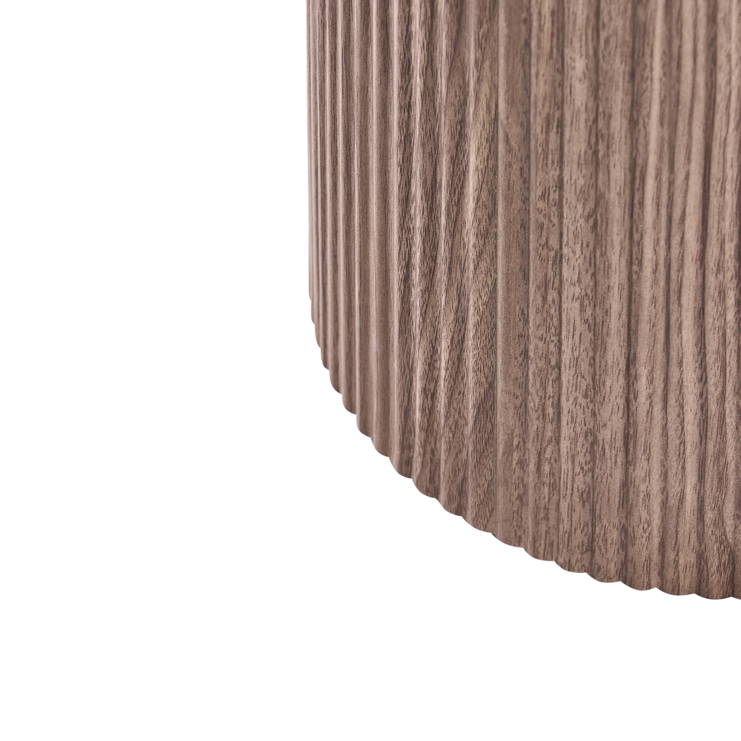 Beliani Couchtisch Keramik Marmor Optik weiß/braun rund ⌀ 80 cm mit Rillen Standfuß Dora