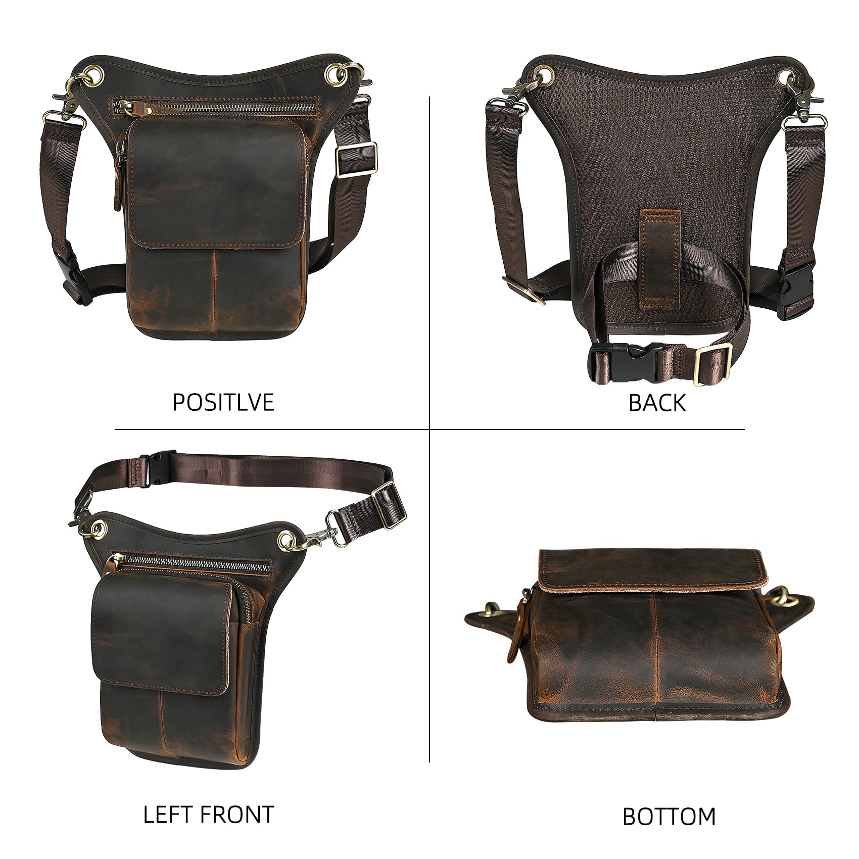 Toile Imperméable + Cuir Véritable Moto Fanny Sac de Taille Waist Bag Cuisses Sacs pour Les Jambes pour Hommes Femmes FB211-6
