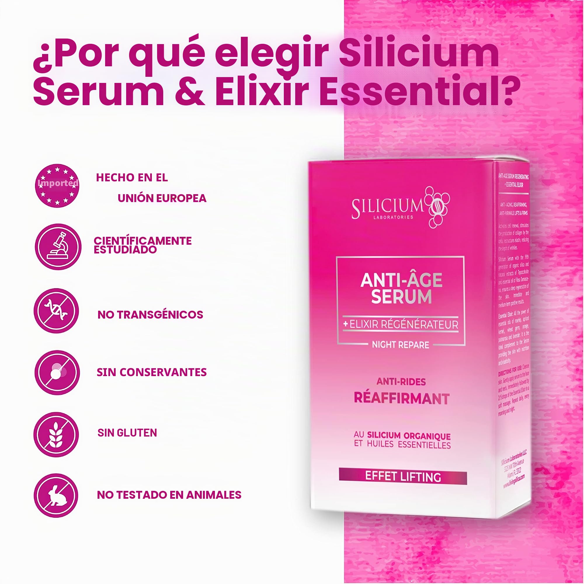 Serum Y Elixir Essentiel. Tratamiento Reafirmante Para El Cuidado Facial, Efecto Lifting Con Silicio, Extractos Y Aceites Naturales. 50 Ml De Serum + 20 Ml De Elixir Esencial En Cuentagotas.