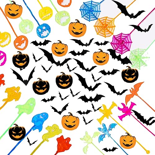 Miniatura 6 de Juego de 129 suministros de decoración de Halloween, incluye 60 calcomanías de murciélagos 3D, 18 calcomanías de pared de calabaza, 11 calcomanías