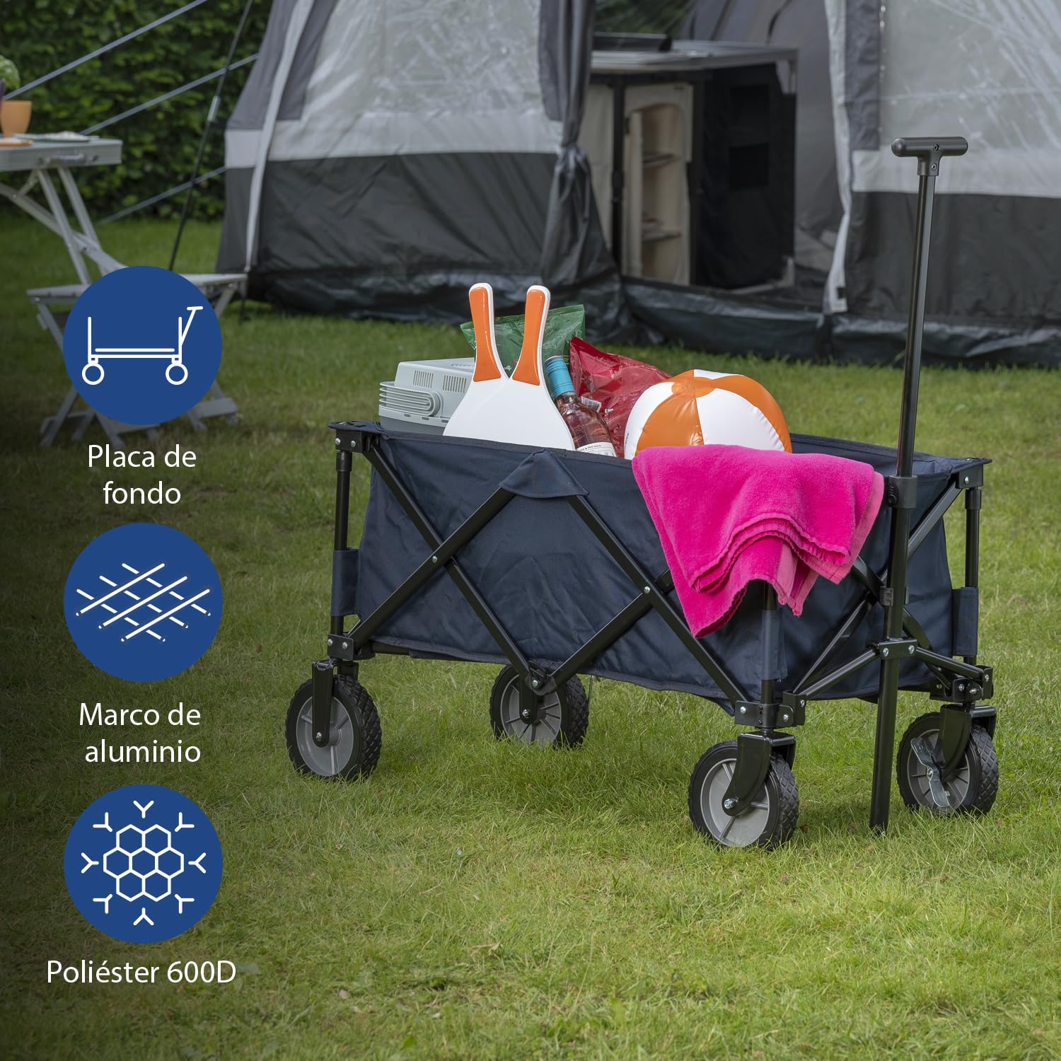 Campart Travel HC-0910 Carrito de jardín plegable, capacidad 70 kg, azul