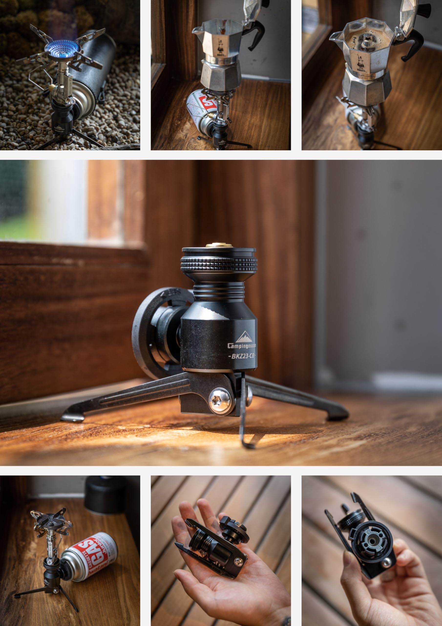 Camping Moon Adapter do butanowego węchowca typu stojak Konwerter na EN417 Lindal Zawór Czarny BKZ23-CB