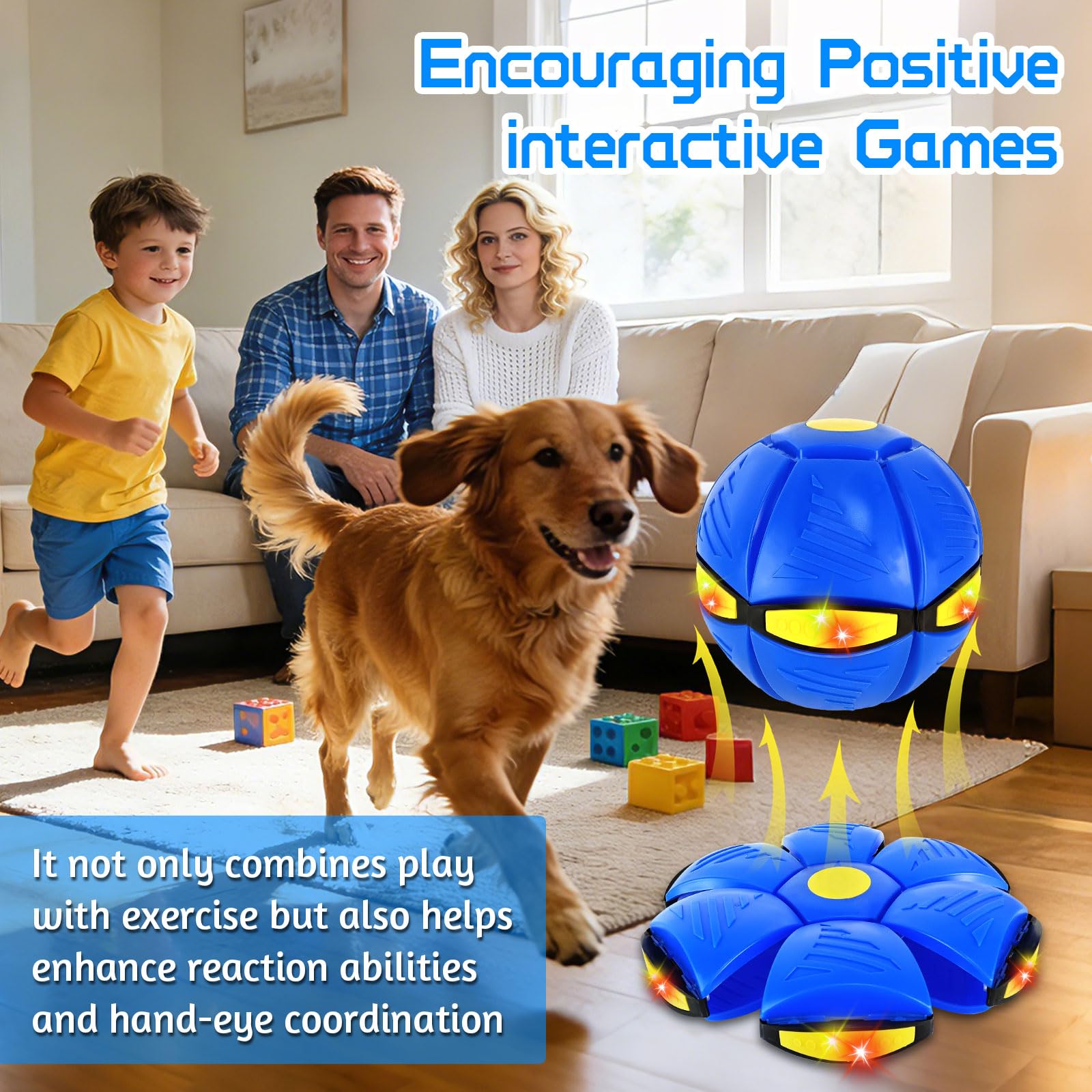 Magischer hüpfball,Neuer Magischer Metaball mit 6 LED-Leuchte für Kinder,Frei Zwischen Zwei Formen Umschaltbar,Magischer Springball für Kinder und Haustiere für Drinnen und Draußen - 3