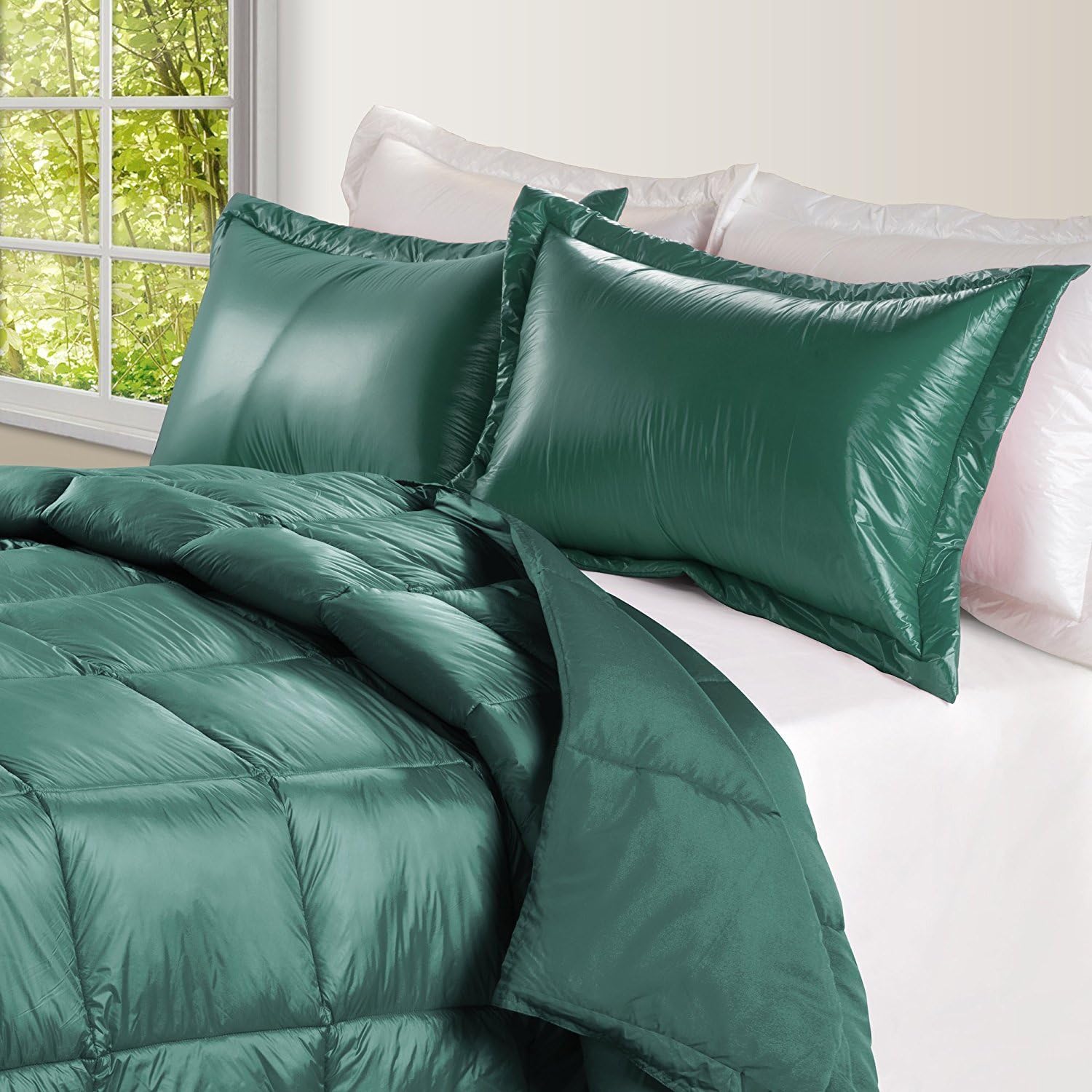Cotton Loft PUFF High Down Indoor/Outdoor Water Resistant Comforter with Extra Strong Nylon Cover, Twin, Peacock