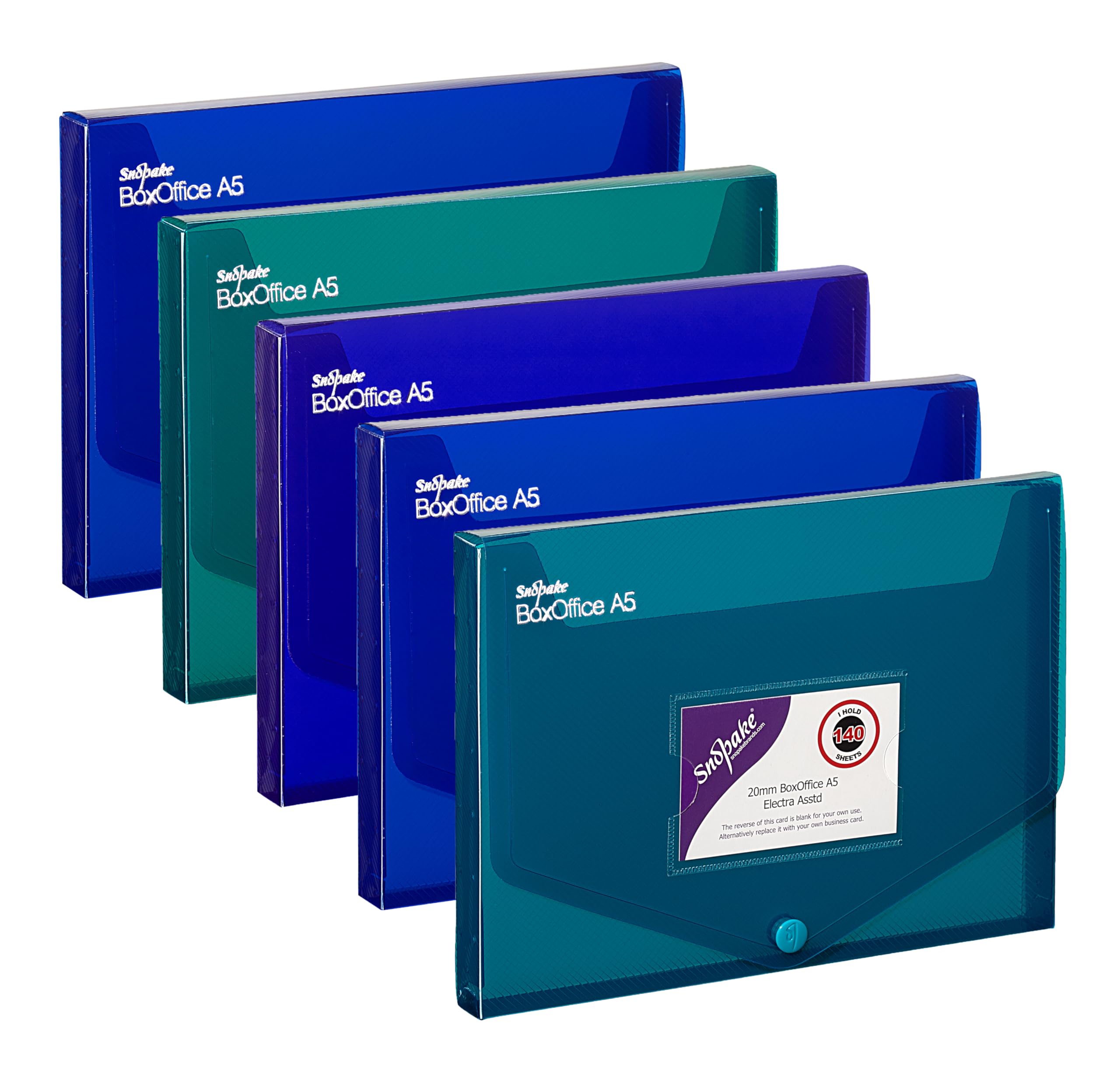 A5 20 mm BoxOffice – Electra Assorted Pack of 5 Polypropylene Storage Box wit...