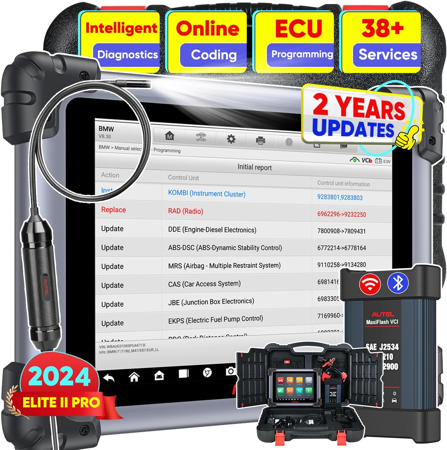 Autel MaxiSYS Elite II Pro Scanner with MV108S, 2 Years Update $2590 Worth, Motor TruSpeed Repair, Upgraded of Ultra MS919 MS909, J2534 ECU