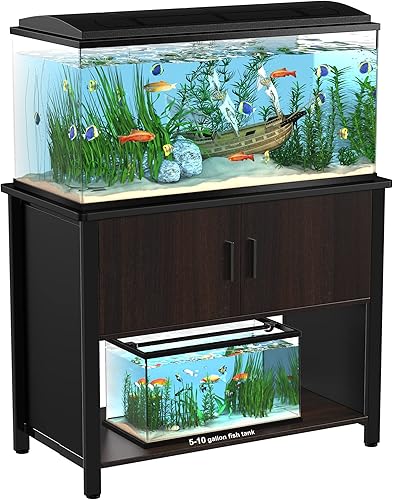GDLF Soporte de metal para acuario con gabinete para almacenamiento de accesorios de pecera, acuario de 40 galones, tanque de tortuga, terrarios de