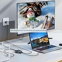 Vista 2 de Divisor Gigabit Ethernet 1 a 2 - Divisor de red con cable de alimentación USB, adaptador divisor de Internet RJ45 de alta velocidad de 1000 Mbps