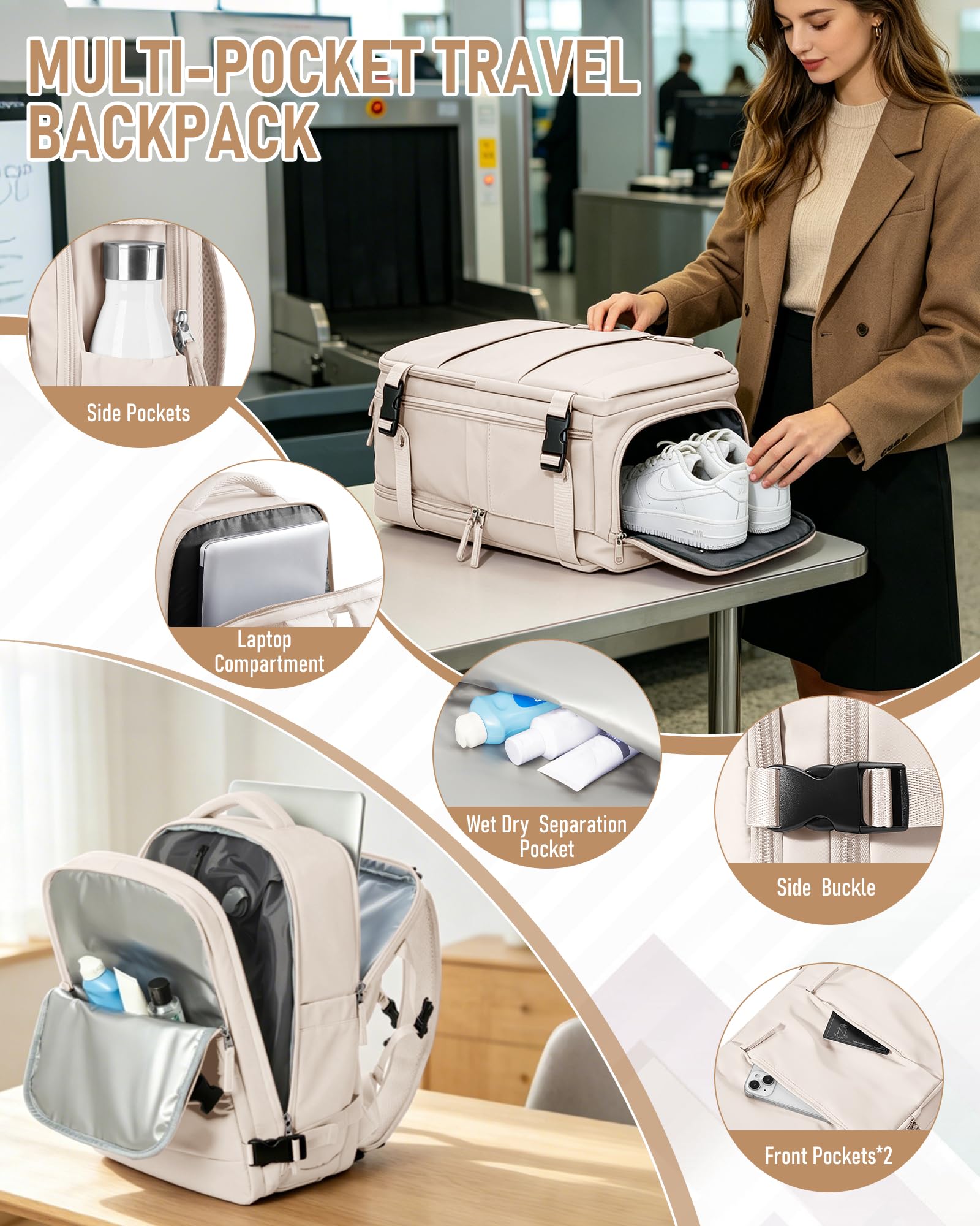 SZLX Mochila al Vacio con Bomba Equipaje de Mano 40x30x20 Ryanair Vueling Wizzair Mochila Viaje Cabina Avion 40x20x25 Mujer Bolsas de Viaje Hombre Maletas de Viaje con Compartimento para zapatos