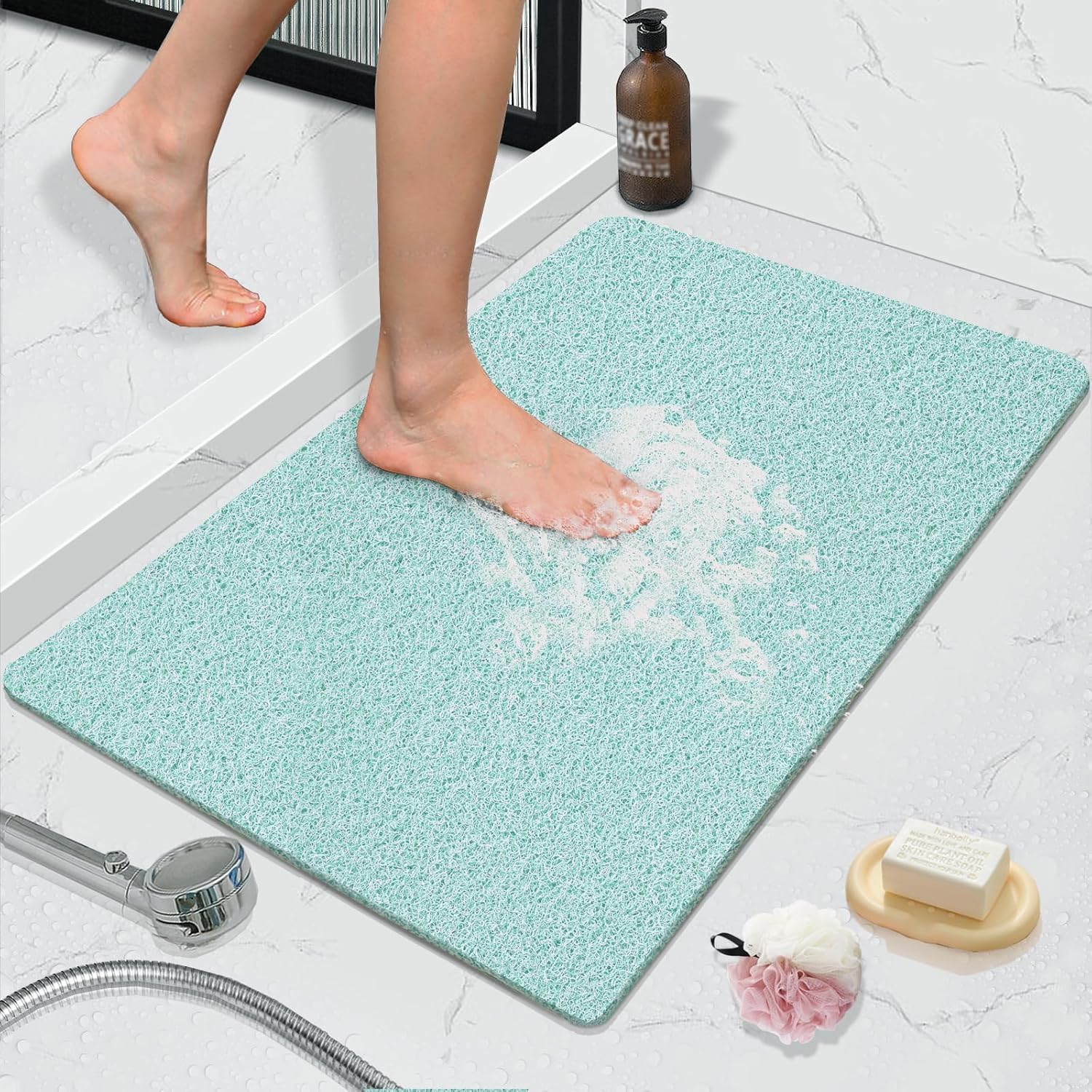 Shower Mat Bathtub Mat NonSlip, Anti Slip Loofah Shower