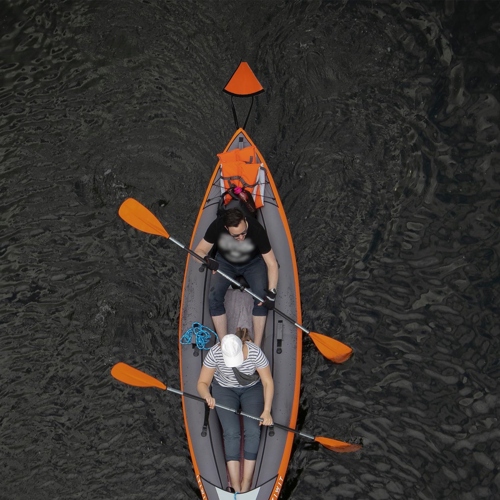 Ancora per Barca in PVC Arancione con Corda Traino e Galleggiante, Ancoraggio Stabile per Kayak e Barche a Motore in Condizioni di Pesca e Vento