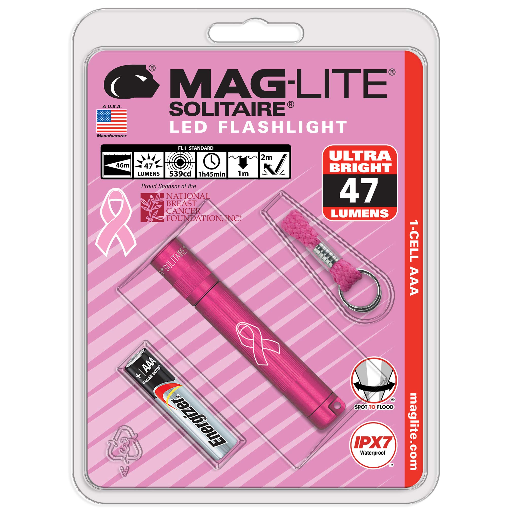 MagLiteSolitaire 1 Cell LED, AAA,NBCF, Pink, Blister Pack