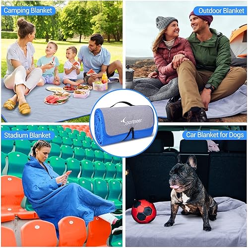 Miniatura 7 de Sportneer Manta de estadio, manta impermeable para adultos, grande de 75 x 55 pulgadas, cálida manta de forro polar aislante deportiva para acampar