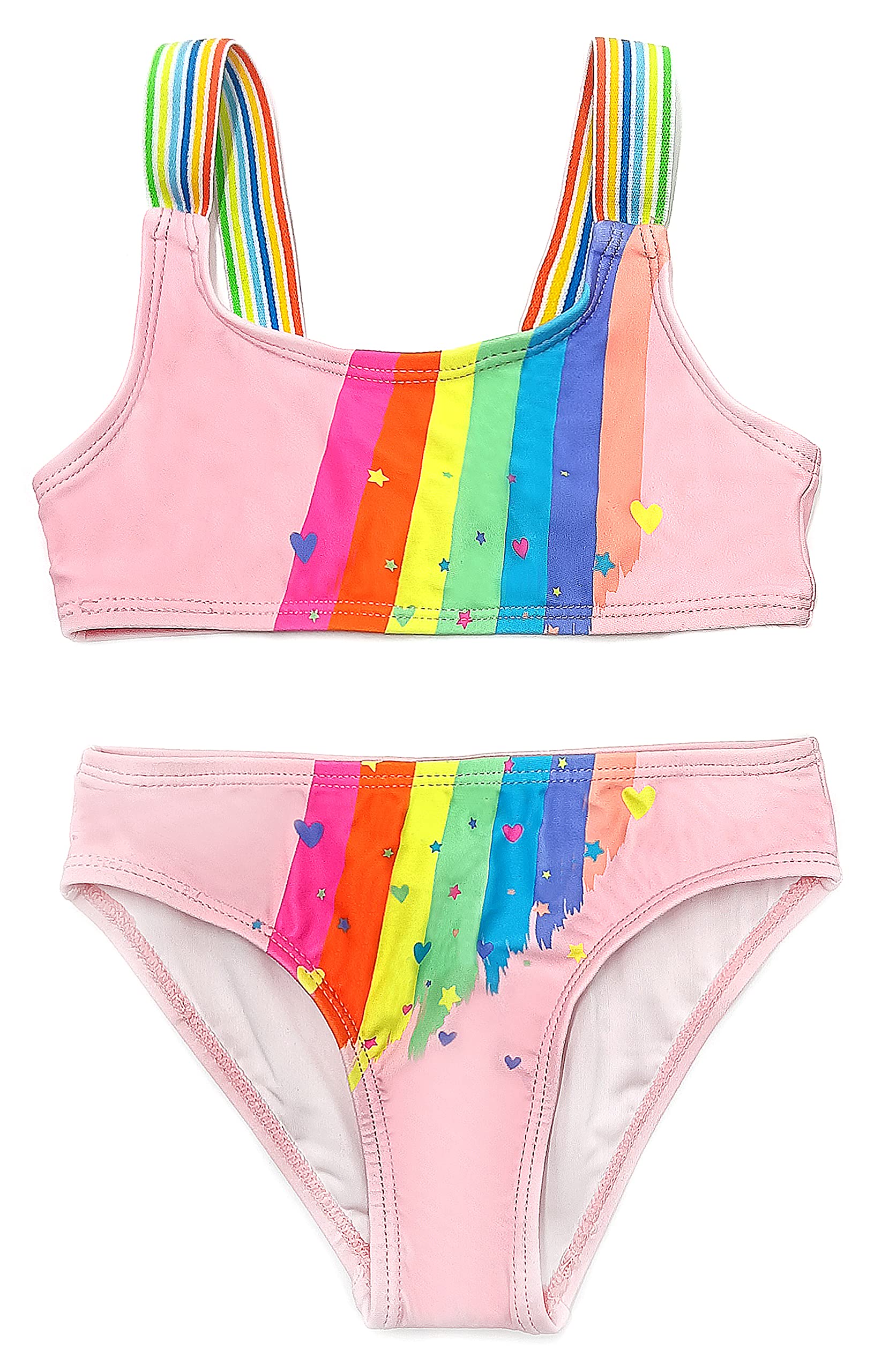 SHEKINI Traje de Baño de Dos Piezas para Niñas Elegante Estampado Deportivo Top de Bikini Set con Triángulo Bikini Bottom Niñita Ropa de Playa para 2-7 años