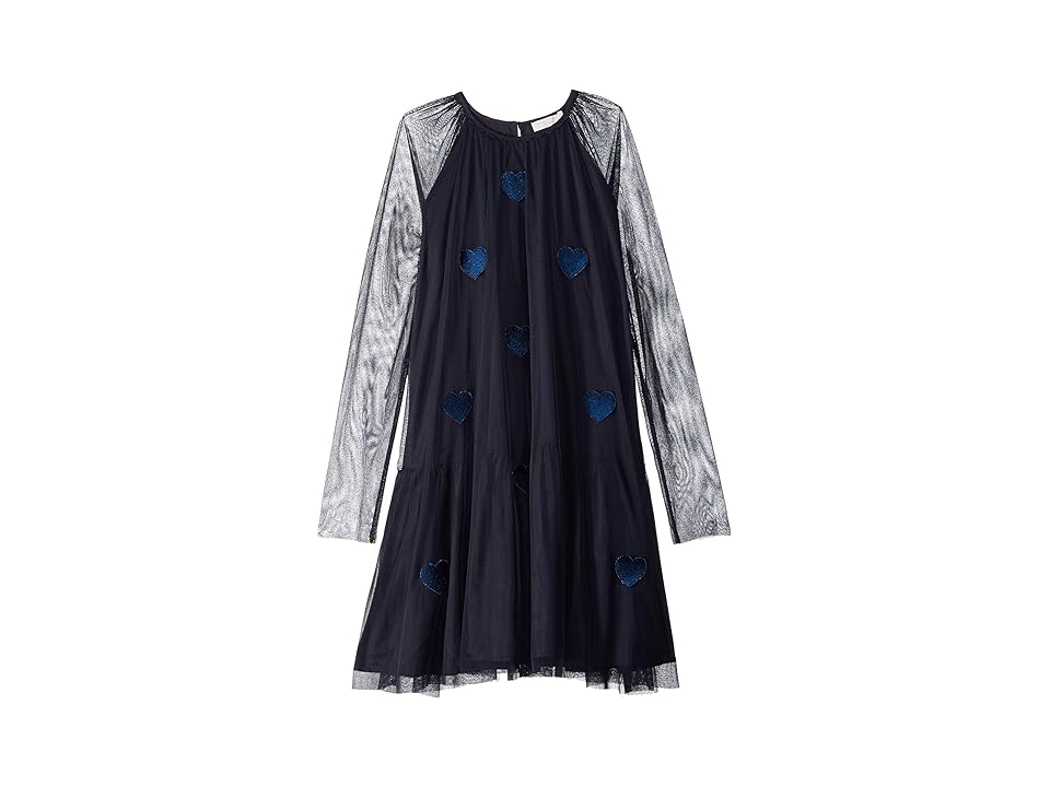 

Stella McCartney Kids Misty Long Sleeve Heart Tulle Dress (Toddler/Little Kids/Big Kids) (Black/Blue) Girl's Dress