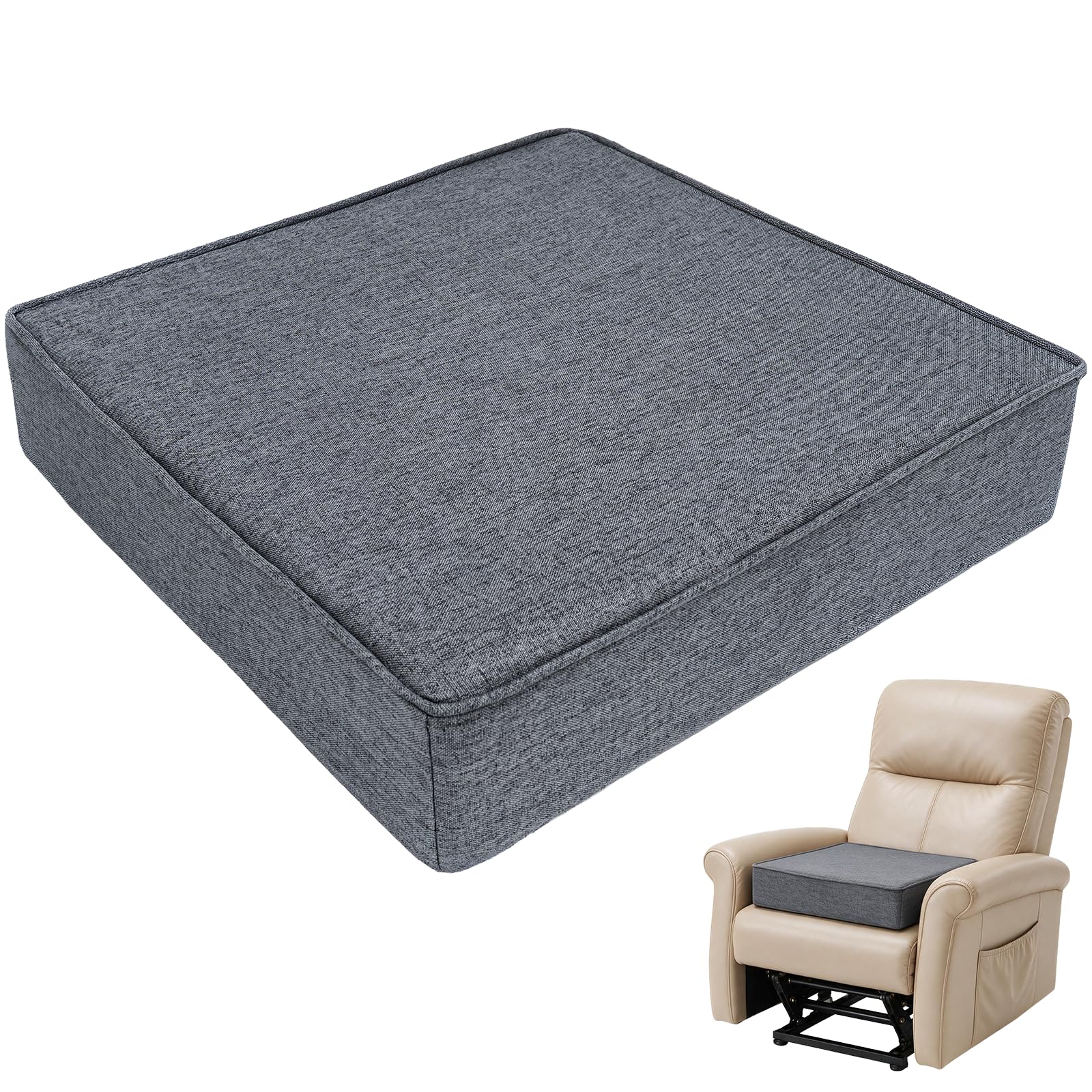Sitzerhöhung Stuhl Memory Foam Sitzkissen 50x50cm Leinen Dunkelgrau