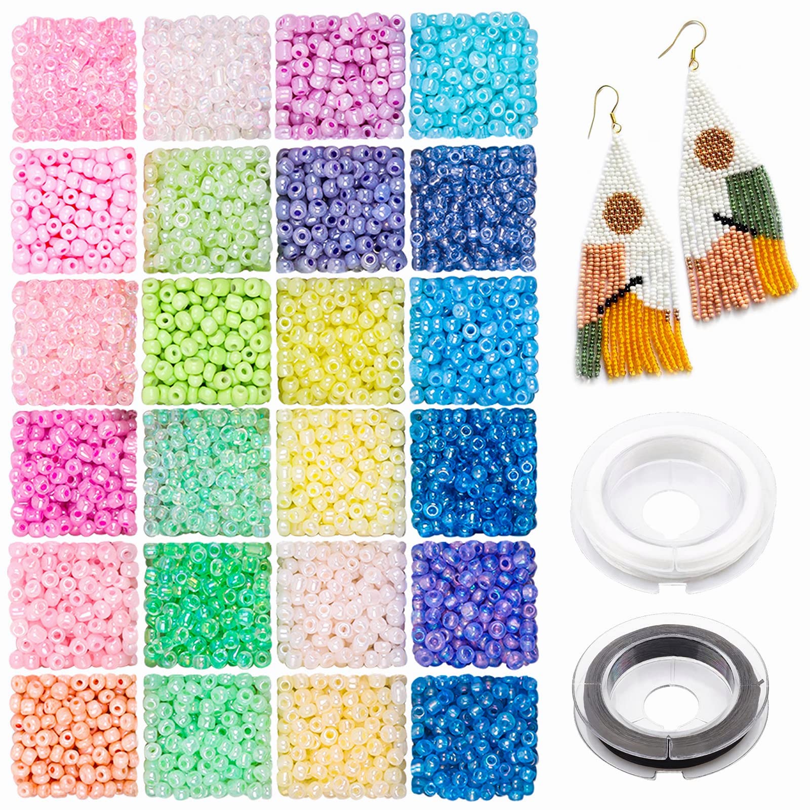 Prettme Multicolor B Glass Seed Beads 4Mm For Bracelet Making Kit,1920Pcs 6/0 Pastel Colours Tiny Pony Beads For Embroidery Necklaces Earrings Crafting, Jewellery Making Kit