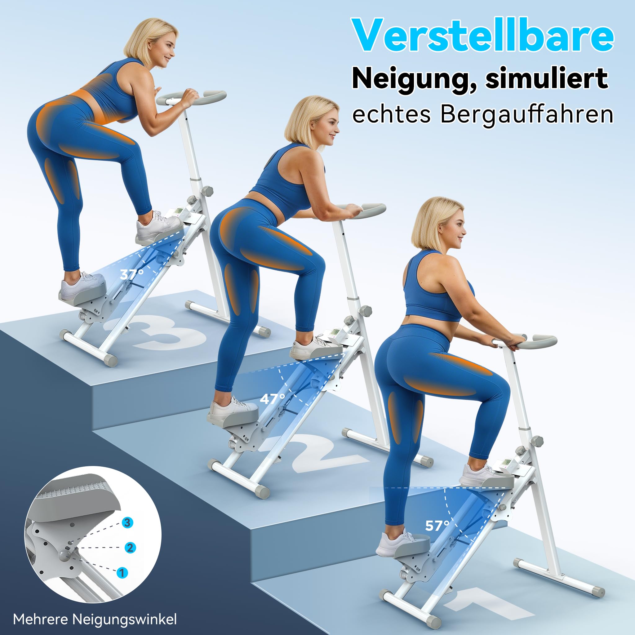 Stepper für Zuhause Gym,Steppers Faltbare Tragbares Pedal,Treppensteiger Crosstrainer,Heimtraining, Fitnessstudio,Fitnessgeräte für Zuhause