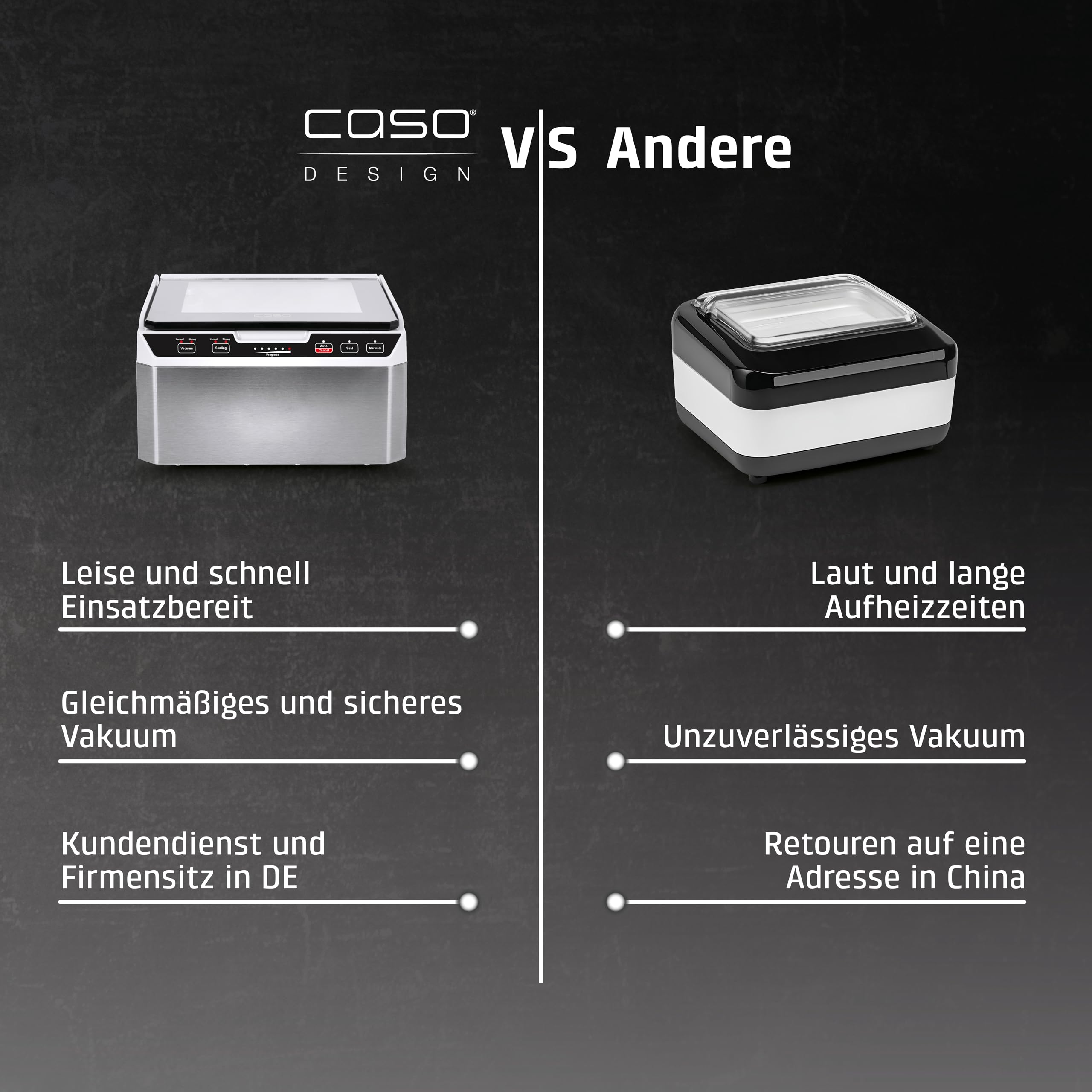 Caso VacuChef 40 - Kammervakuumierer Aus Edelstahl, 3L Vakuumkammer 70 Liter/Minute, Doppelte SchweiÃŸnaht, Einstellbare Vakuum- Und SchweiÃŸzeit, 1417