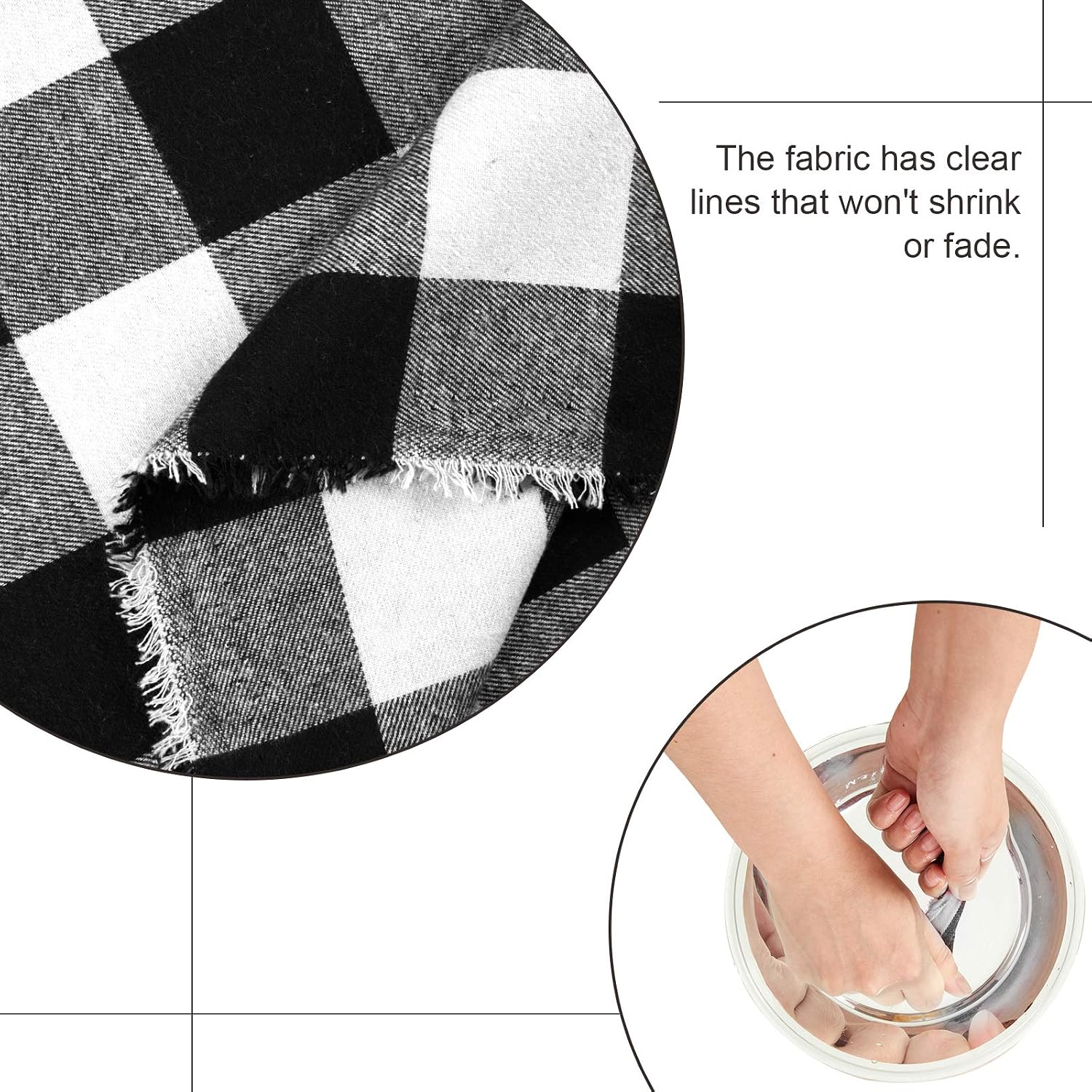 57 x 157.5 Inch Buffalo Plaid Fabrics Gingham Fabric Buffalo Check Quilting Fabric Bundles for Sewing DIY Home Farmhouse Party Festival Holiday Decorations (Black and White)