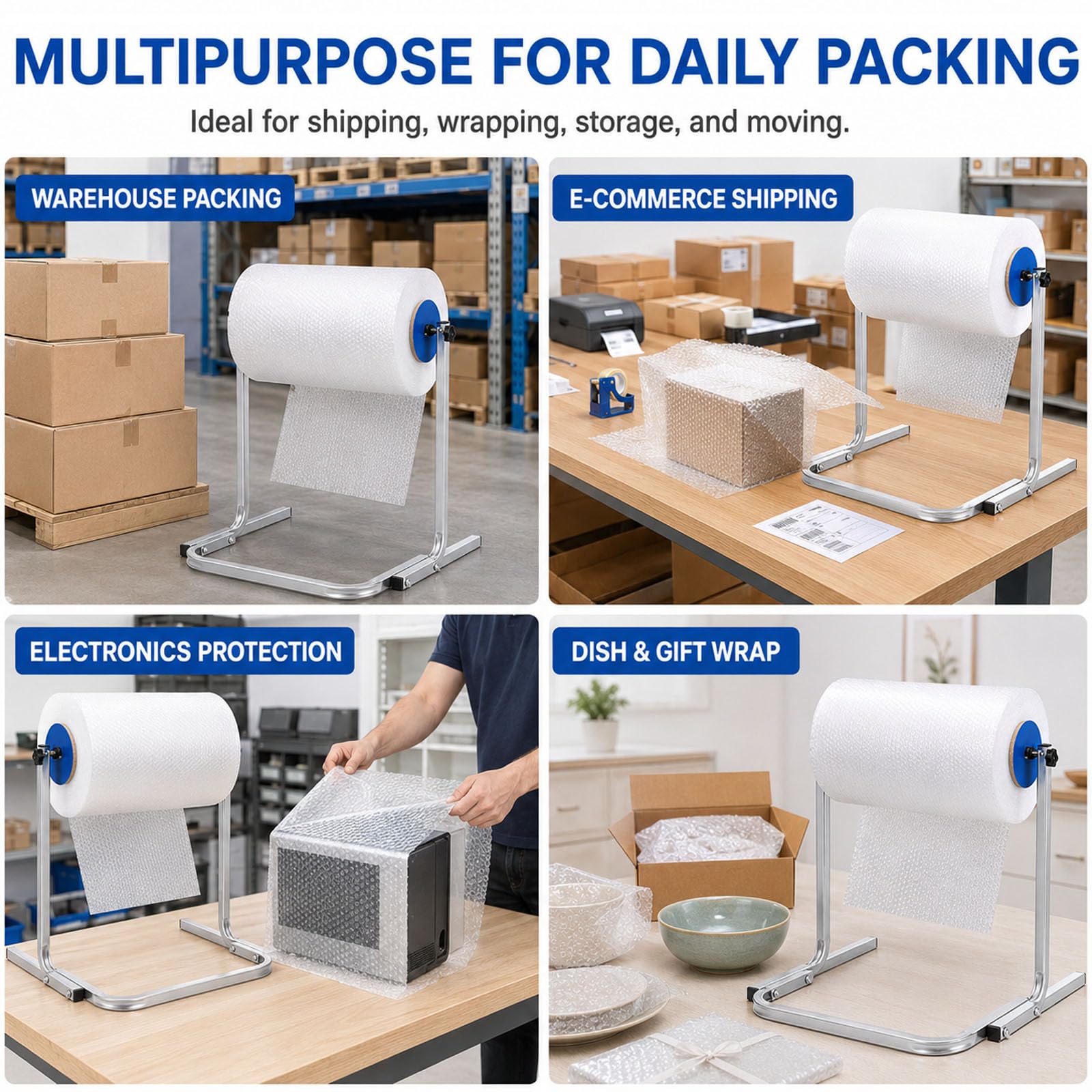 Luftpolsterfolien-Abrollerständer Vertikaler Polsterschaumhalter | Verstellbare Breite füR Verschiedene RollengrößEn Ideal füR Umzug und Transport Effiziente VerpackungslöSung(30cm/11.8in)